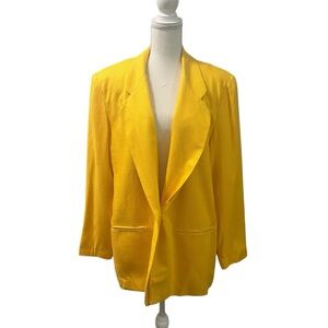 NWOT Vintage Worthington Y2K Yellow Linen Blend Fully Lined Blazer Shoulder Pads